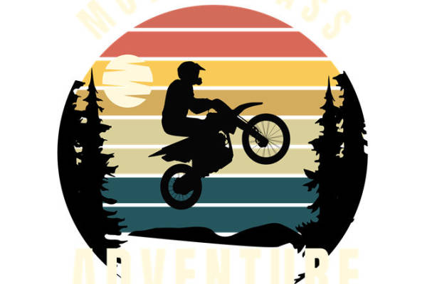 复古风格山地越野摩托车图案服装印花