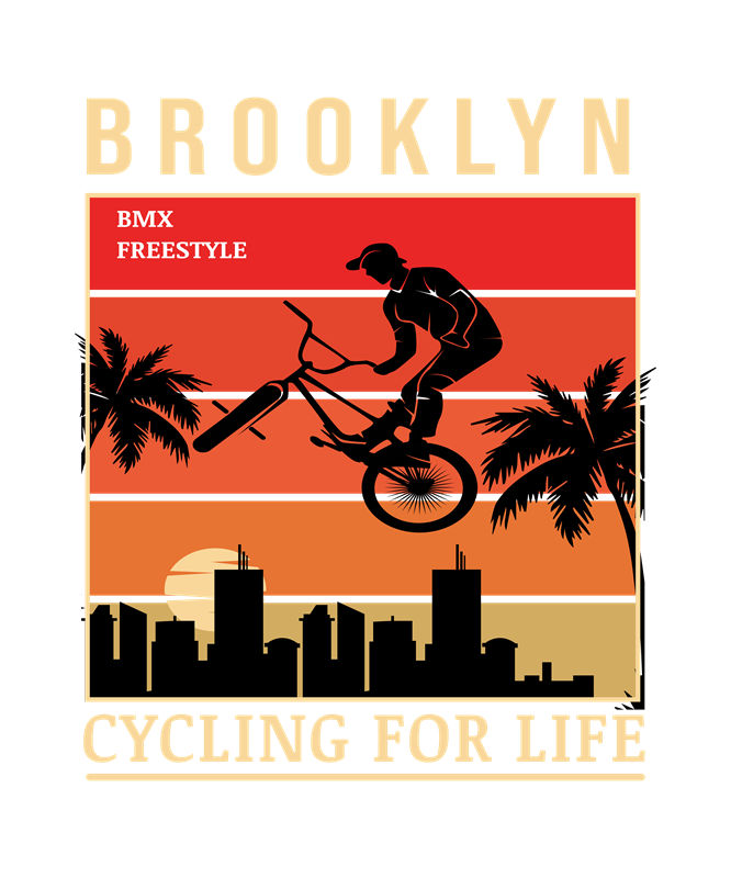 复古城市BMX骑行图案服装印花设计