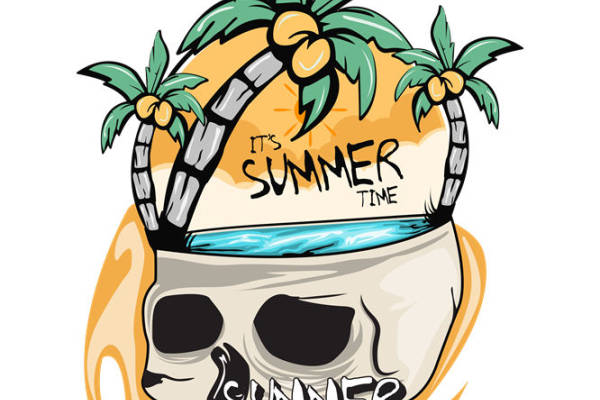 热带风情骷髅印花：夏日服装印花新选择