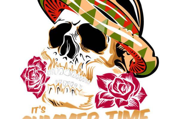 墨西哥风情骷髅花型服装印花素材