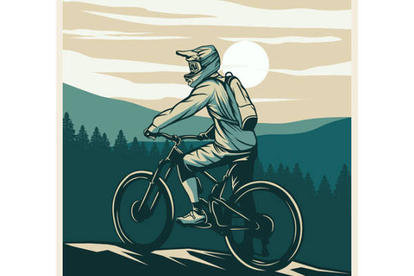 自然山地骑行图案裁片印花，打造户外风格服装