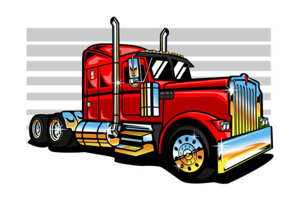 卡车图案裁片印花：复古卡车图案服装印花素材