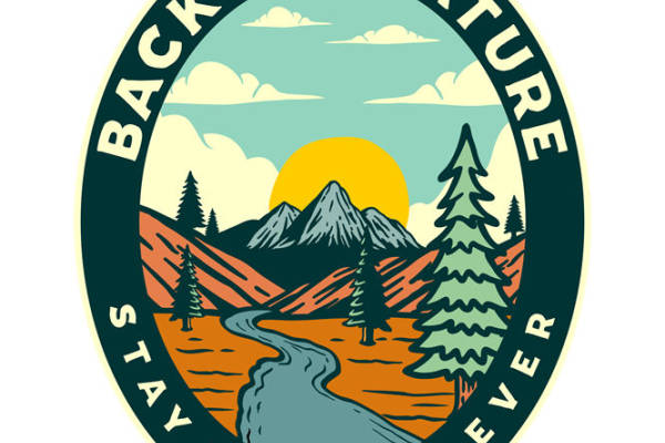 自然山河风光印花图案，适合服装裁片印花