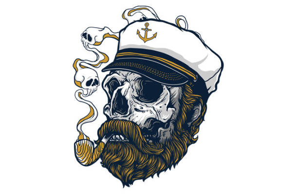 骷髅海员帽印花：独特设计的服装印花素材