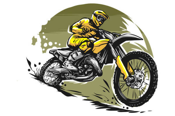 越野摩托车图案裁片印花，动感十足的服装印花素材