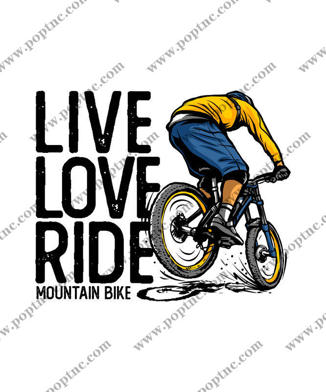 山地自行车骑行图案服装印花裁片