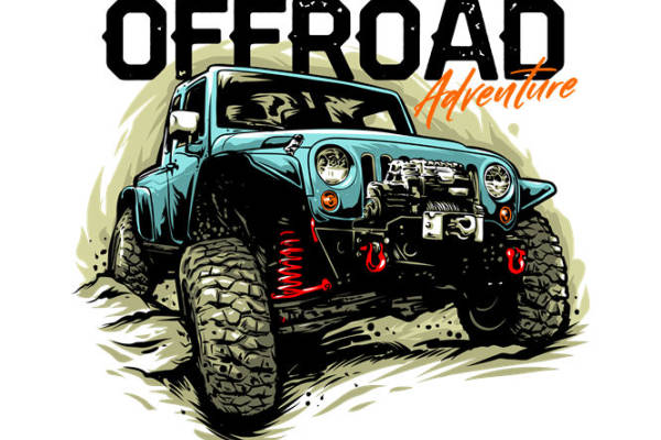 越野卡车裁片印花：个性冒险风格服装印花
