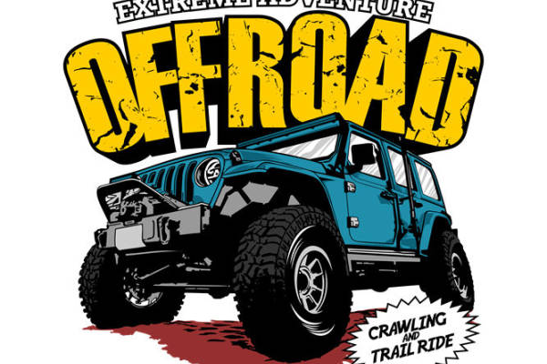 越野车图案裁片印花，打造个性户外服装