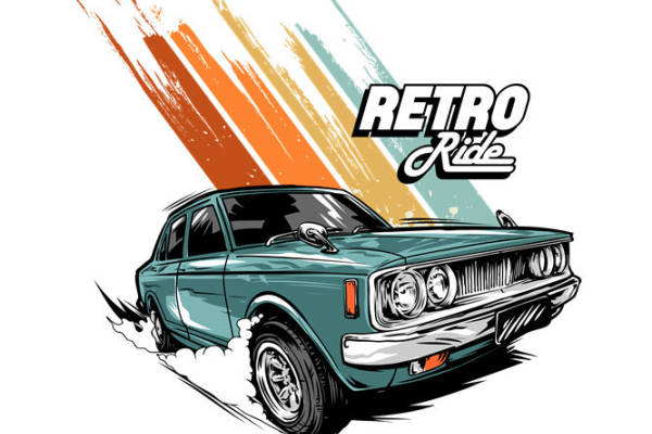 复古跑车图案裁片印花，打造个性时尚服装