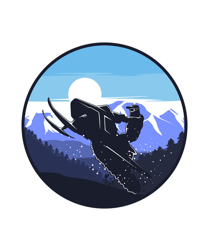 冬季雪山滑雪者服装印花图案设计