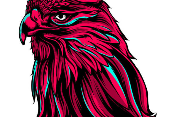 红色鹰头图案服装印花裁片素材