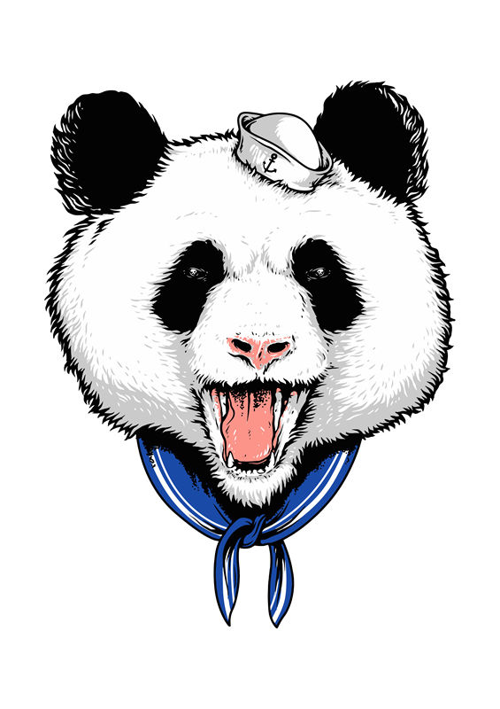 熊猫头像裁片印花：萌趣风格服装印花素材