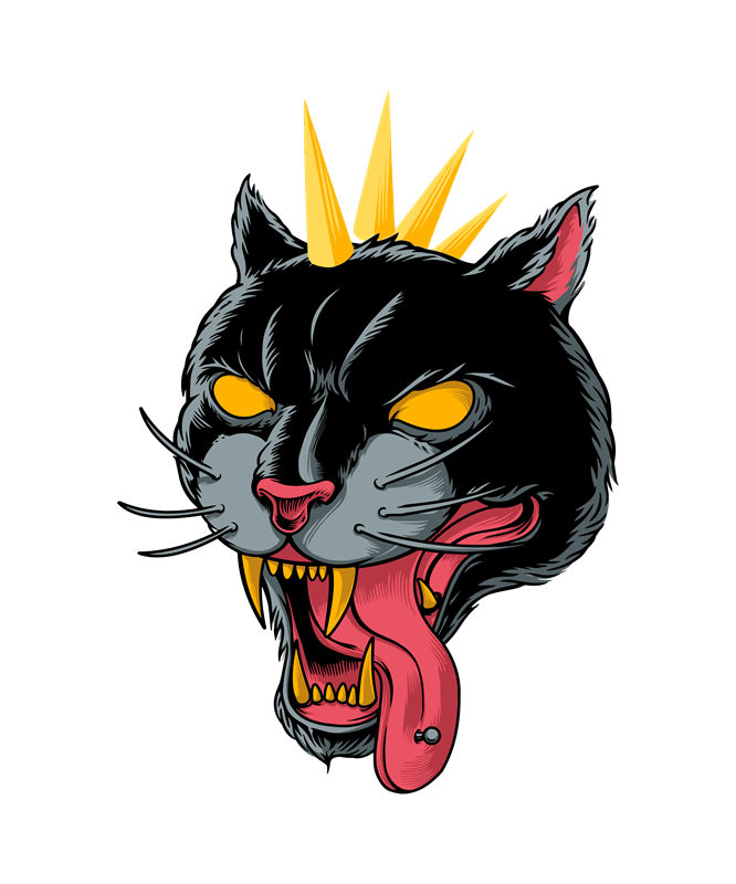 狂野黑猫头像印花裁片：服装印花新选择