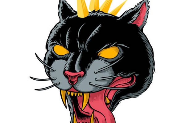 狂野黑猫头像印花裁片：服装印花新选择