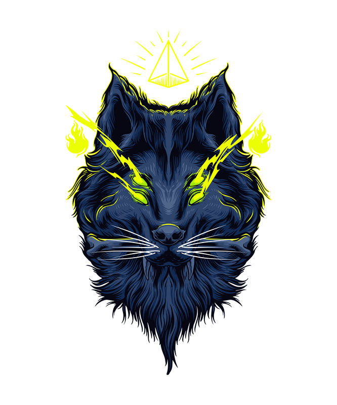 暗夜狼魂：神秘黑猫印花图案，打造独特服装设计