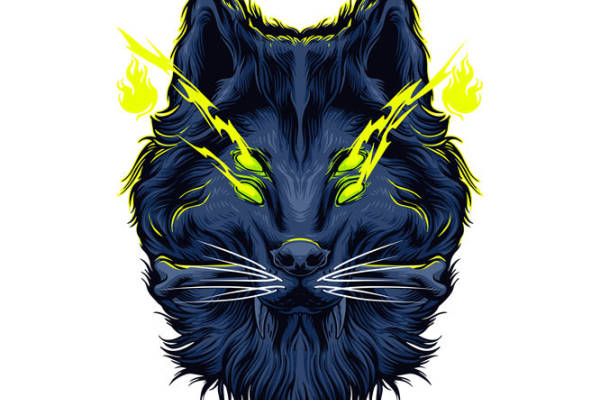 暗夜狼魂：神秘黑猫印花图案，打造独特服装设计