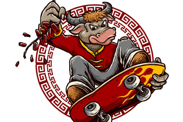 牛仔风牛头图案裁片印花，时尚百搭服装印花素材