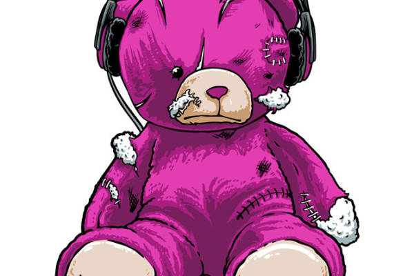 复古破洞熊头花型服装印花裁片