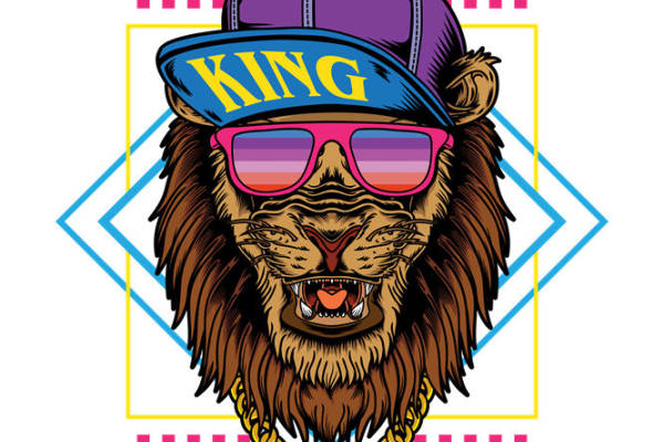 酷炫狮子头像印花图案,打造个性服装