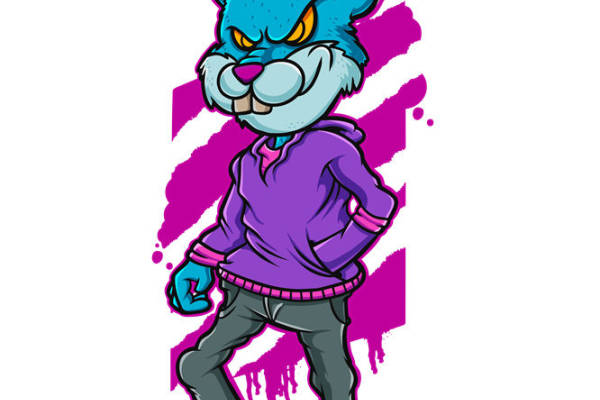 酷炫兔头裁片印花：时尚服装印花设计灵感