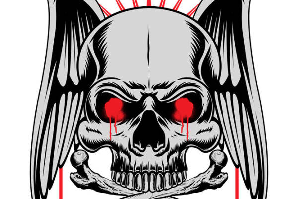 暗黑风格骷髅翅膀服装印花素材