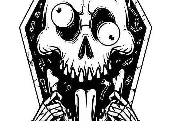 骷髅棺材裁片印花：万圣节服装印花新选择