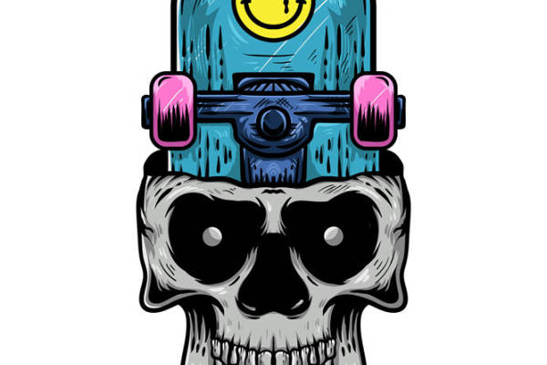 骷髅滑板帽印花图案，打造独特服装印花设计