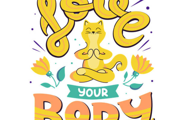 轻松瑜伽猫咪图案服装印花，打造舒适时尚