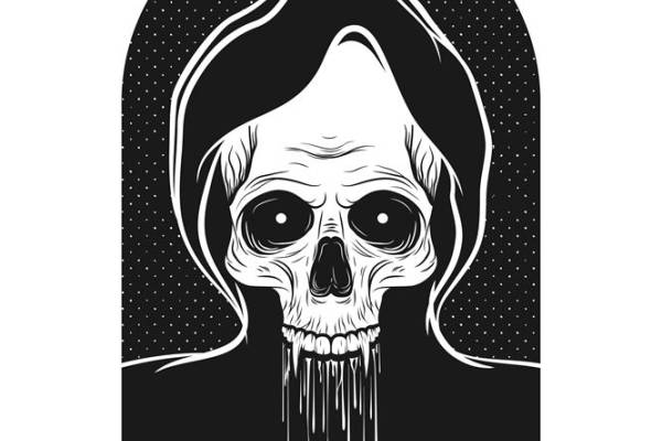 骷髅头裁片印花：恐怖风格服装印花设计