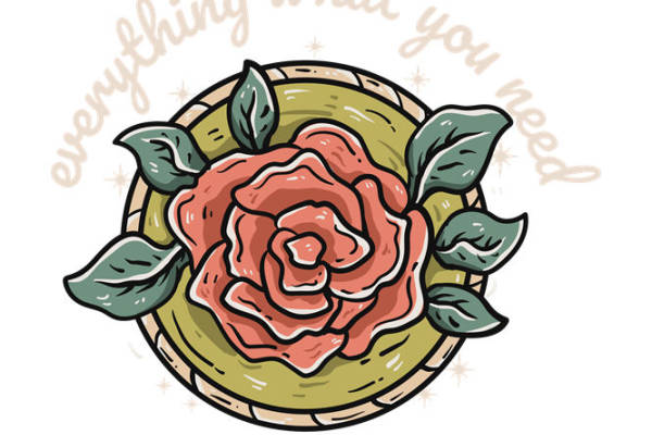 浪漫玫瑰花型服装印花裁片设计