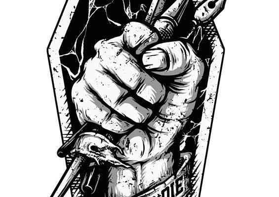 酷炫手握工具纹身图案，打造个性服装印花