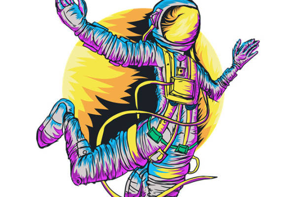 未来科技感宇航员裁片印花，打造个性时尚服装