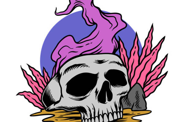 骷髅与火焰：独特服装印花设计