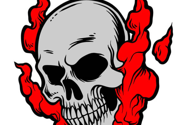 骷髅火焰纹样裁片印花，服装印花设计灵感