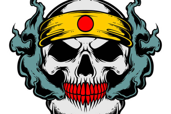 骷髅头纹样裁片印花设计,适合服装印花