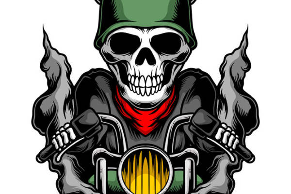 骷髅机车手裁片印花：独特个性的服装印花设计