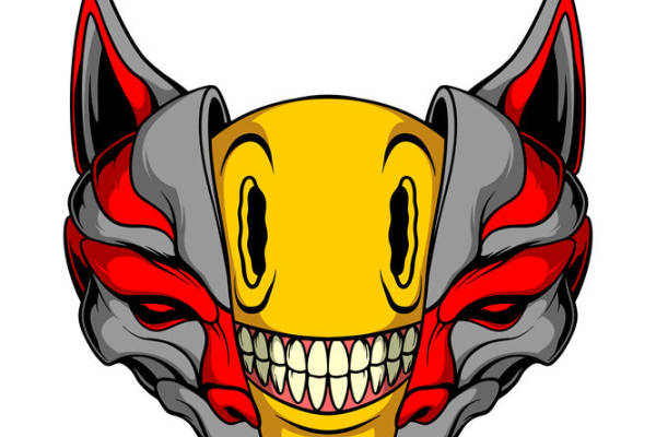 恶魔面具裁片印花：独特风格服装印花素材