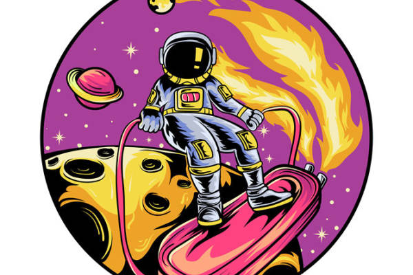 宇航员热狗印花裁片：独特设计的服装印花素材