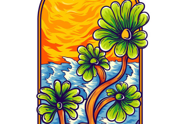 热带风情花型印花设计，打造个性服装