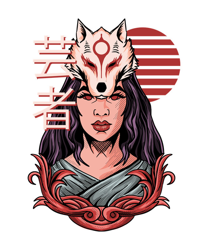 神秘狼面纹样服装印花裁片，打造独特个性服饰