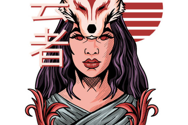 神秘狼面纹样服装印花裁片，打造独特个性服饰