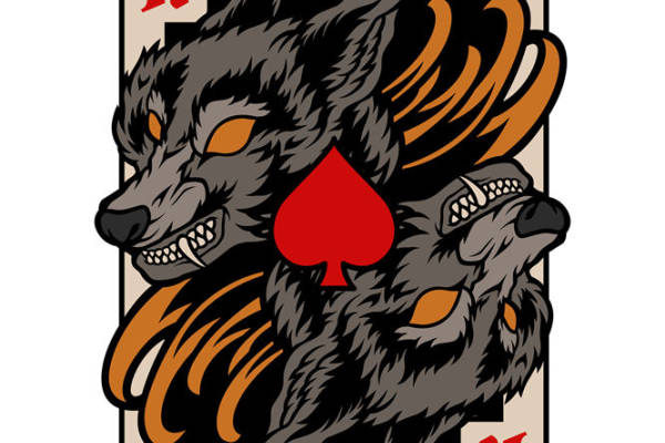 狼头红心花型裁片印花，服装印花新宠