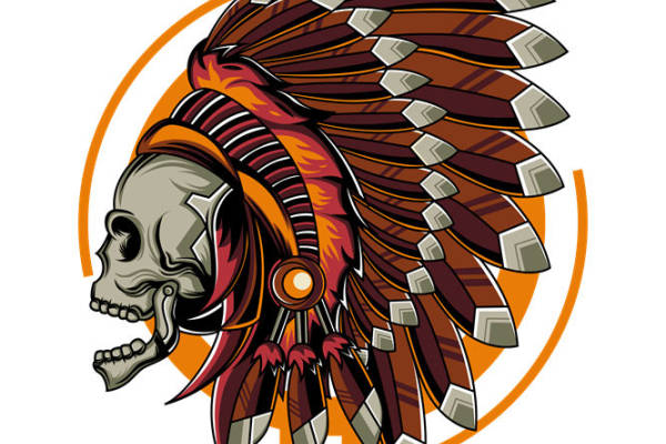 骷髅头配羽毛头饰服装印花裁片设计灵感