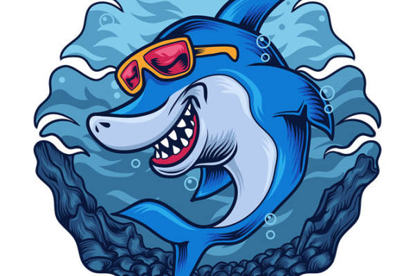 酷炫鲨鱼裁片印花：夏日海滩风服装印花