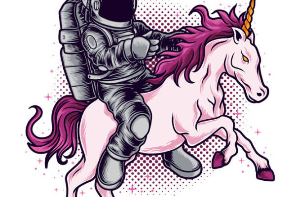 太空宇航员骑独角兽：创意服装印花素材