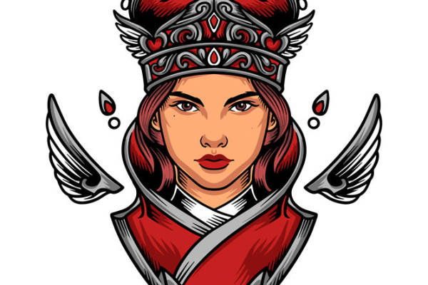 精致皇冠与翅膀图案服装印花裁片