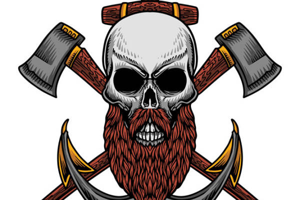 骷髅斧头图案服装印花素材,打造独特个性