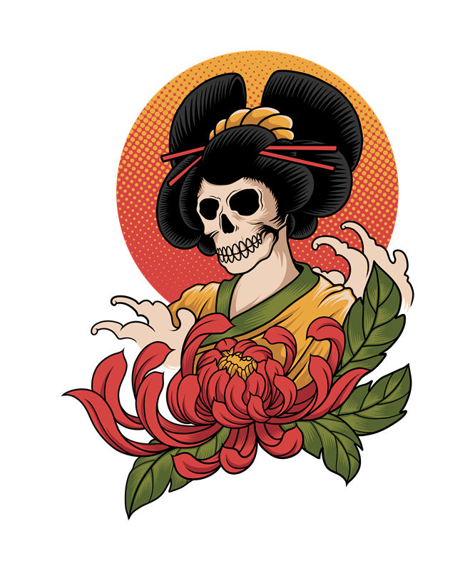 骷髅花型服装印花裁片，独特设计尽显个性