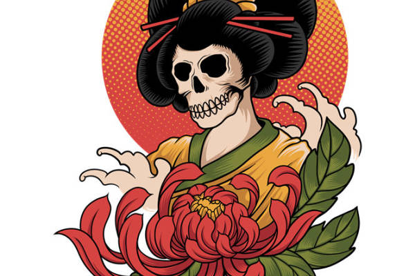 骷髅花型服装印花裁片，独特设计尽显个性