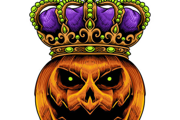 万圣节南瓜王冠图案：服装印花裁片设计灵感